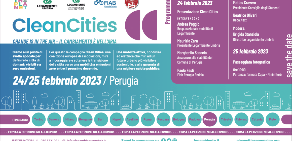 Clean Cities:  la tappa di Perugia è un’occasione per riflettere. Occorre lavorare su qualità aria, sicurezza stradale e TPL