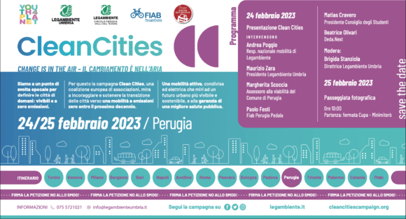 Clean Cities:  la tappa di Perugia è un’occasione per riflettere. Occorre lavorare su qualità aria, sicurezza stradale e TPL